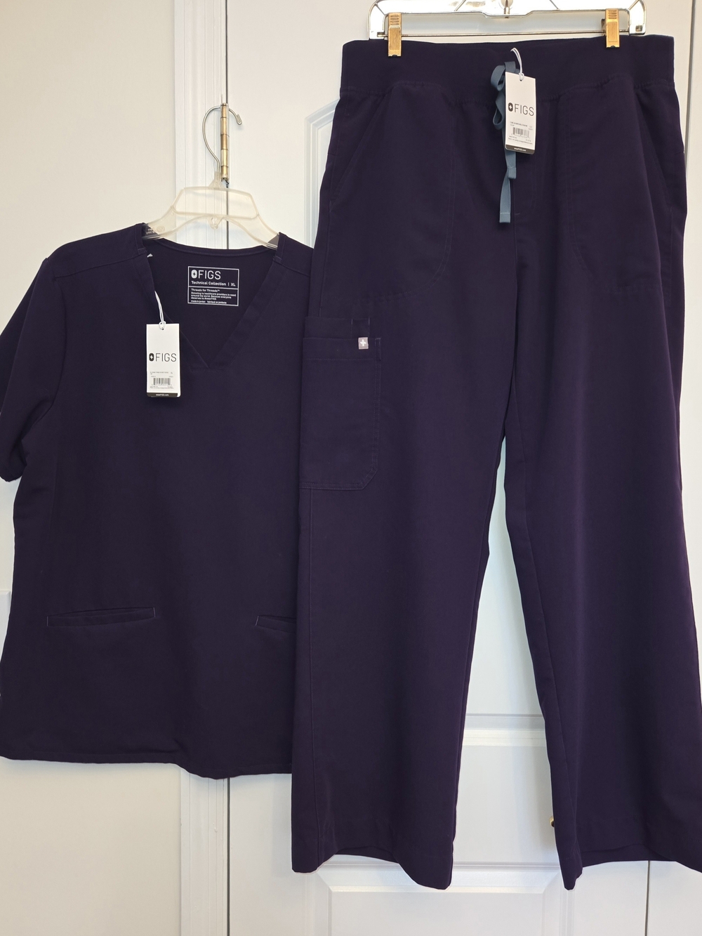 Figs Limited Edition Purple Jam Scrub Set Casma Top XL and Izabel Pants XL NWT